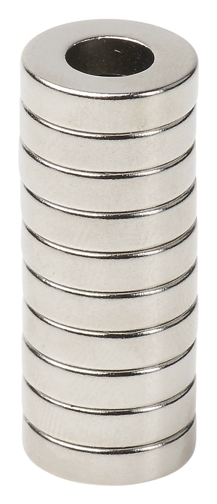 BYKES 10 Neodymium Magnets Strong Magnets Refrigerator Magnets Super Strong Rare Earth Magnets 1/2 x 1/4 x 1/8 inch Ring N48