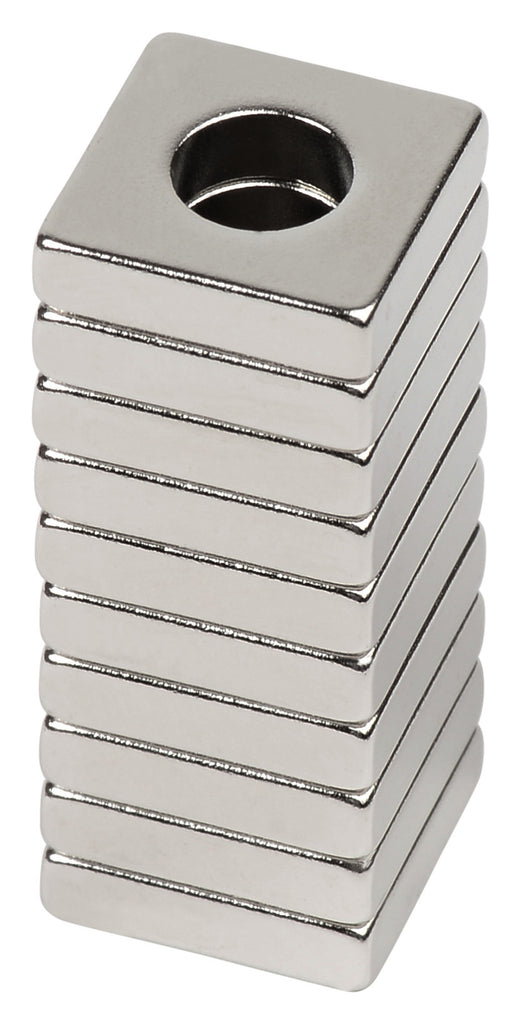 BYKES 10 Neodymium Magnets Strong Magnets Refrigerator Magnets Super Strong Rare Earth Magnets 1/2" x 1/2" Outer Dimension x 1/4" Inner Diameter x 1/8" thick Square Ring Magnets N48