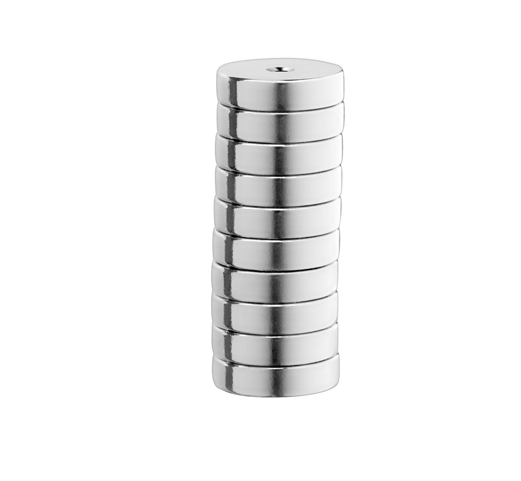 BYKES 10 Neodymium Super Strong Extremely Powerful Rare Earth Refrigerator Magnet 1/2" 1/8" Inch Thick Disc N42 with Countersunk Countersink Hole for #4 Screws