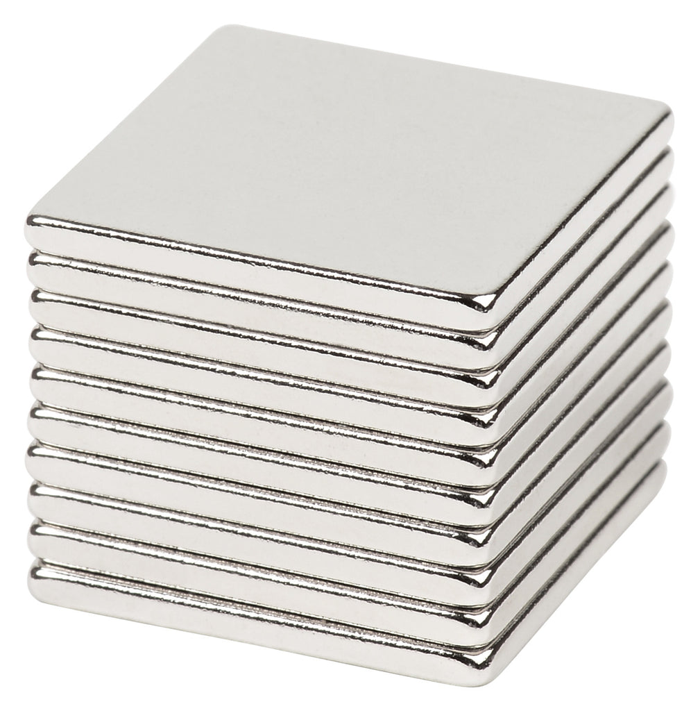 BYKES 10 Neodymium Super Strong Extremely Powerful Rare Earth Refrigerator Magnets 3/4 x 3/4 x 1/16 Inch Square N48