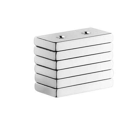 BYKES 6 Neodymium Super Strong Extremely Powerful Rare Earth Refrigerator Magnet 1" x 1/2" 1/8" Inch Thick Block N42 w/ 2 Countersunk Holes for #6 Screws