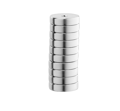 BYKES 10 Neodymium Super Strong Extremely Powerful Rare Earth Refrigerator Magnet 1/2" 1/8" Inch Thick Disc N42 with Countersunk Countersink Hole for #4 Screws
